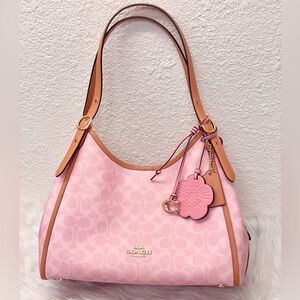 NWT Coach Erin Shoulder Bag in Signature Canvas With Charm in Powder Pink CEL13